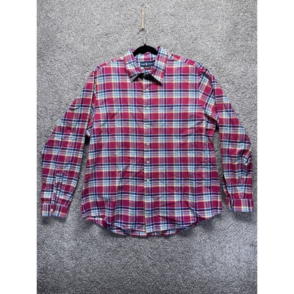 Vintage Polo Ralph Lauren‎ Shirt Mens XXL 2XL Rainbow Multicolor Plaid Madras